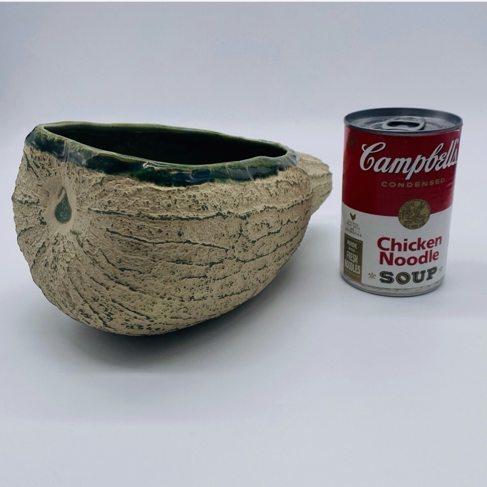 White Winter Gourd Green Glazed Ceramic Pottery Bowl Planter Fall Decor 9” - Picture 9 of 9